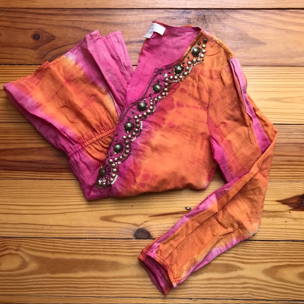 Michael Michael Kors Pink Orange Cotton Beaded Tunic Top, EUC, S - Picture 14 of 14